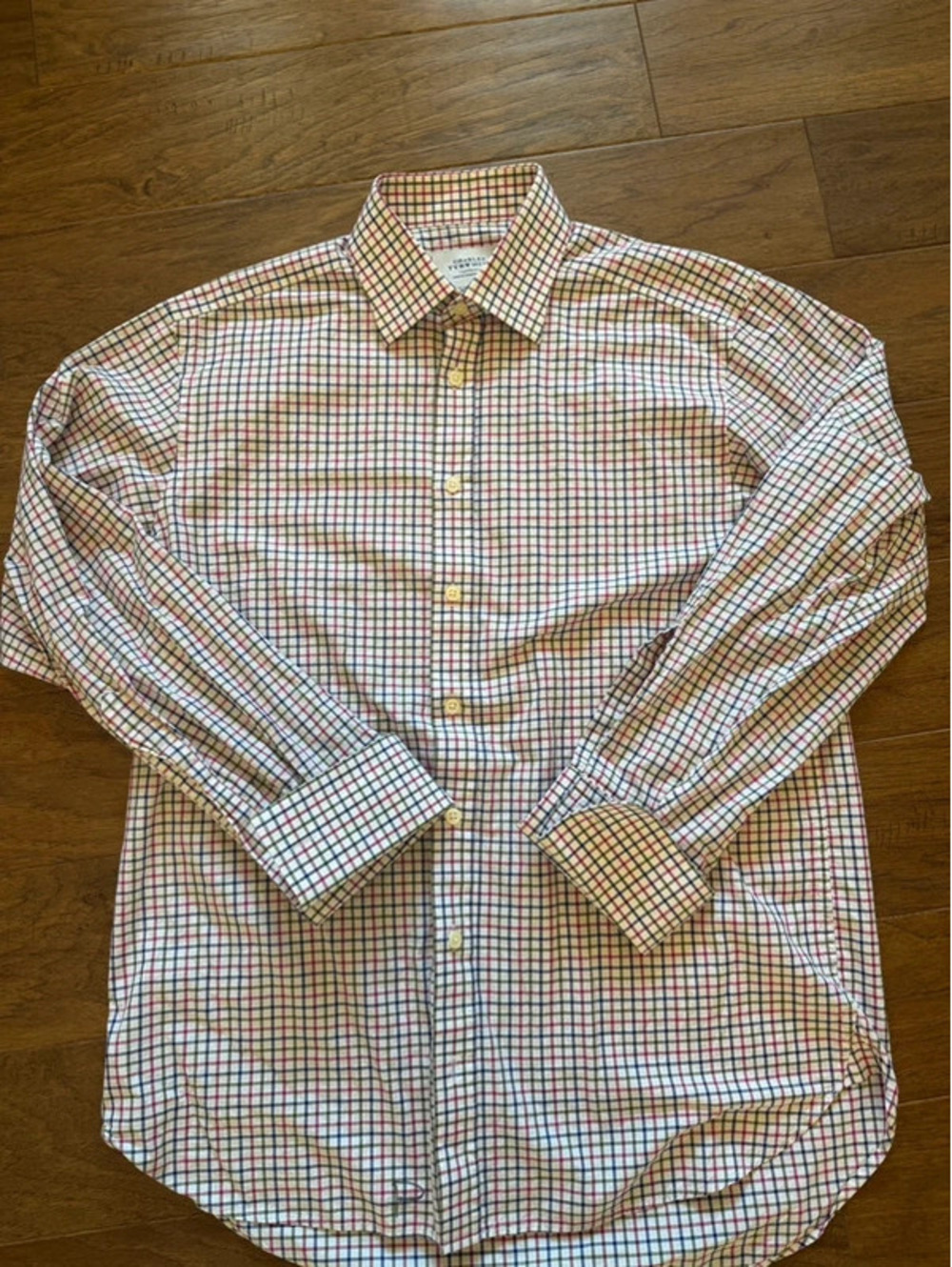 Charles Tyrwhitt Men’s Classic Fit Checkered Dress Shirt French Cuff Cufflinks